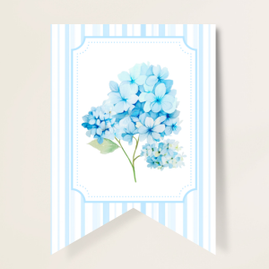 Blue Hydrangea baby shower party printables collection.