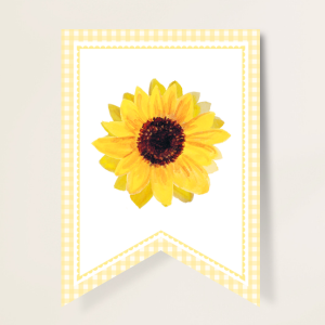 Sunflower Gingham baby shower party printables collection.