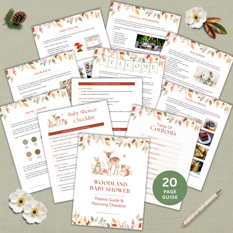 Free woodland baby shower guide and checklist.