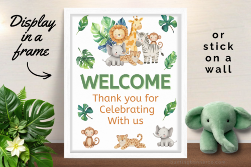 printable framed welcome safari baby shower sign