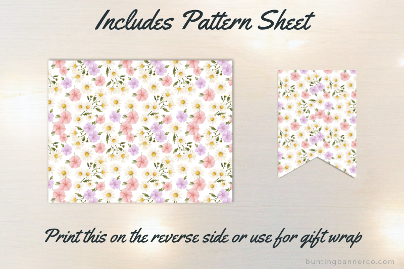 Floral pattern sheet and bunting flag for geese baby shower banner.
