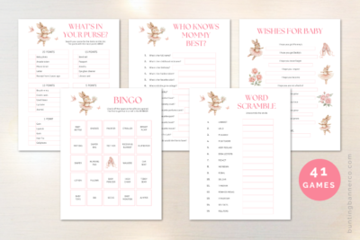 Ballerina baby shower games with bunny ballerinas.