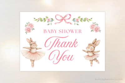 Ballerina baby shower thank you card.