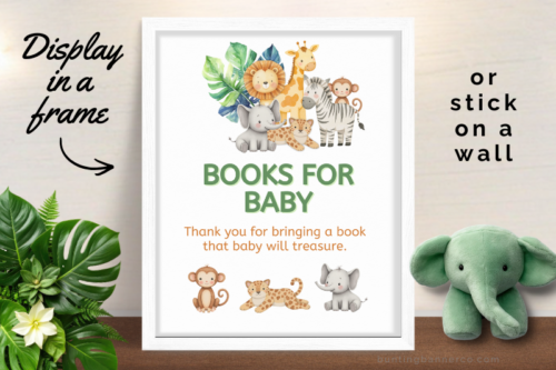 framed safari baby shower books for baby sign