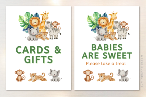 printable safari baby shower signs cards and gifts and babies are sweet favor sign