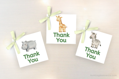 safari baby shower favor tags