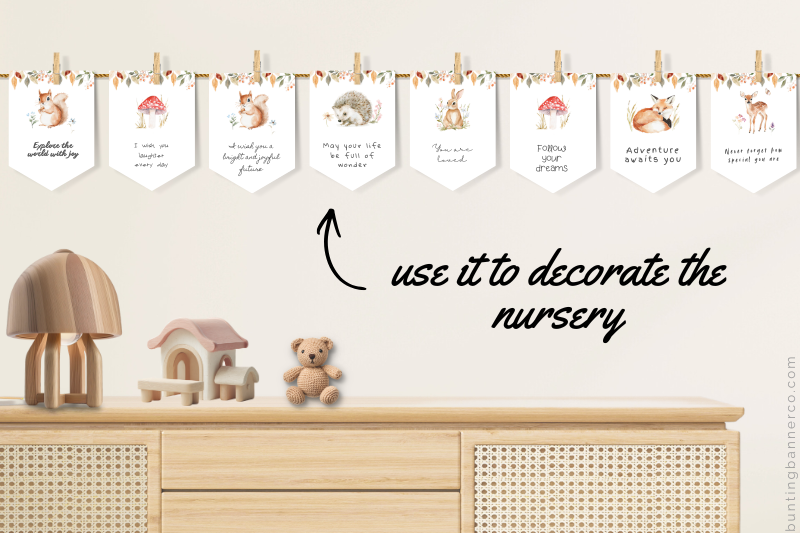 Created woodland nursery banner with guest advice and wishes for baby.