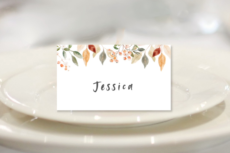 Woodland baby shower place cards.